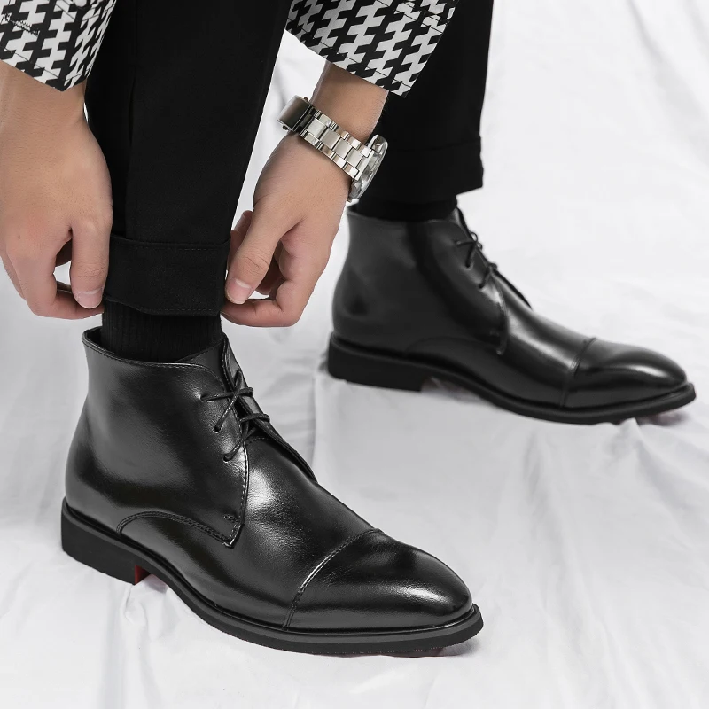 Comfortable Fashion Design Durable Formal Dress Shoes Red Bottom Casual  Ankle Boots Men Botas Para Hombres