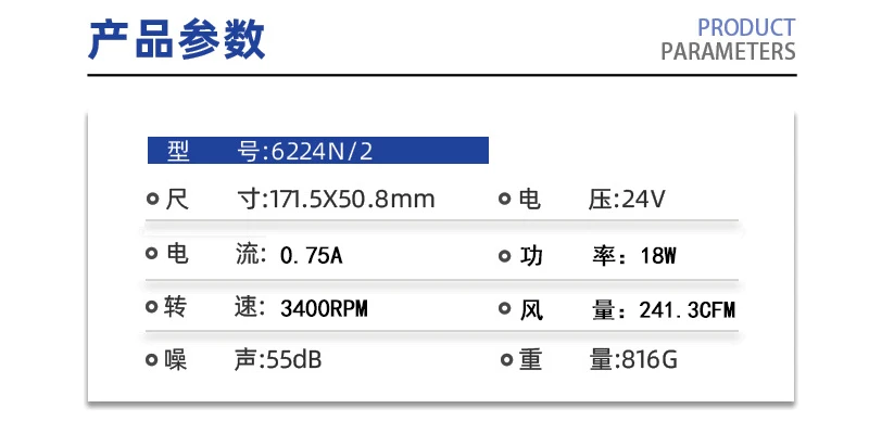Original Axial fan 6224N/2 172*51 18W 24V fan