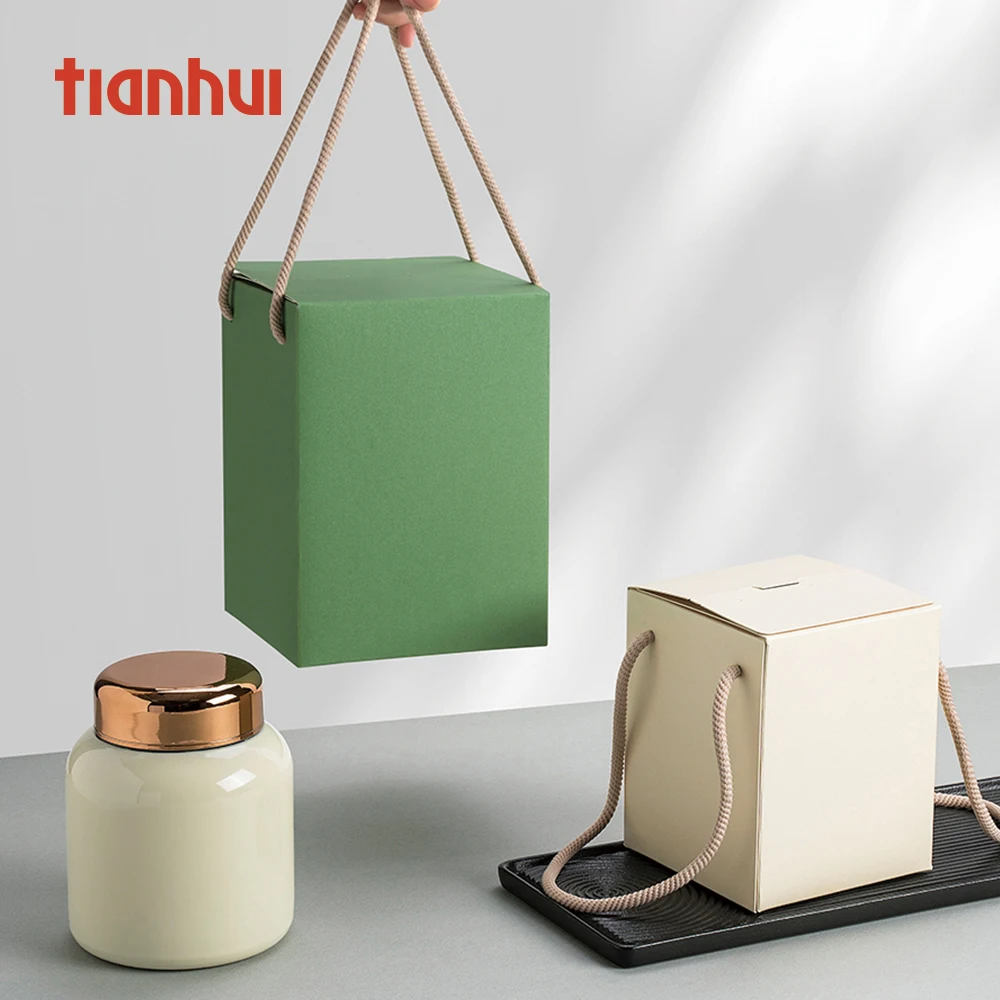 Tianhui Großhandel Gedruckte Einzigartige Einfache Träger Taschenbox mit Individuellem Bedrucktem Logo Geschenkpaketbox