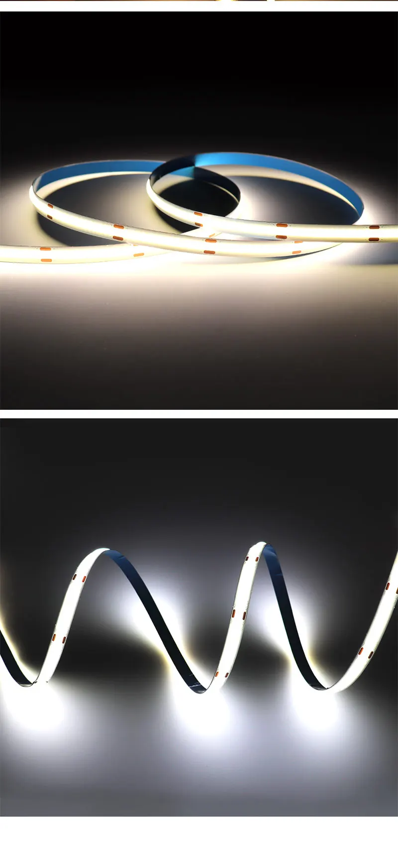 CRI 90 RA Dotless Flexible COB LED Strip Lights 12V 24V 320LED/M High Density 5