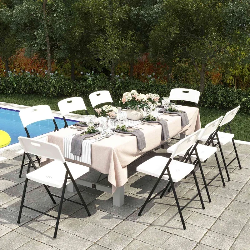 Chaises pliantes en plastique blanc léger de fête commerciale pour événements en usine en Thaïlande pour l'extérieur, faciles à transporter et à ranger