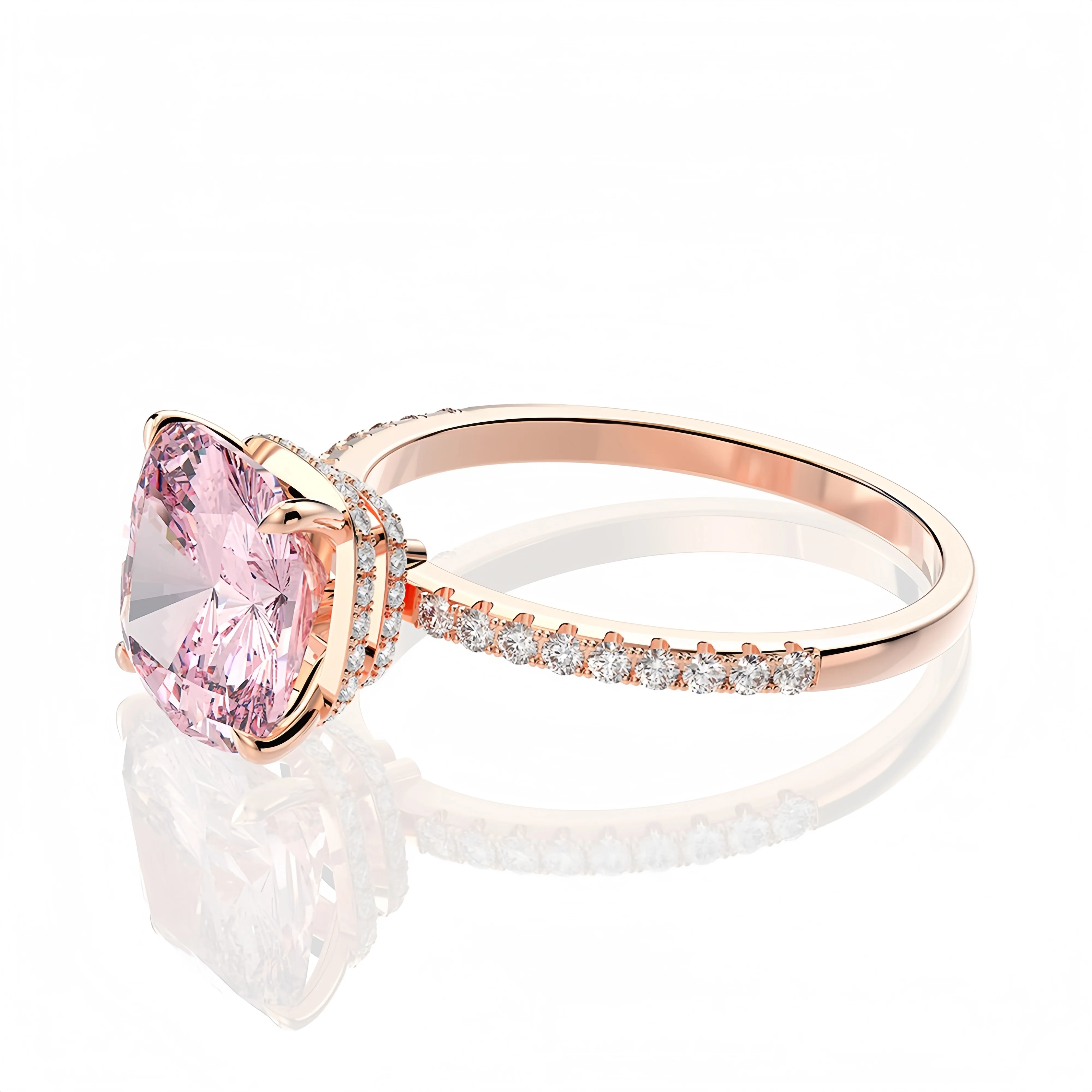 MUSHAN Jewelry Factory 925 Sterling Silver Rings 5ct Pink CZ Zircon High Carbon Diamond Engagement Ring Wedding Bands for Women
