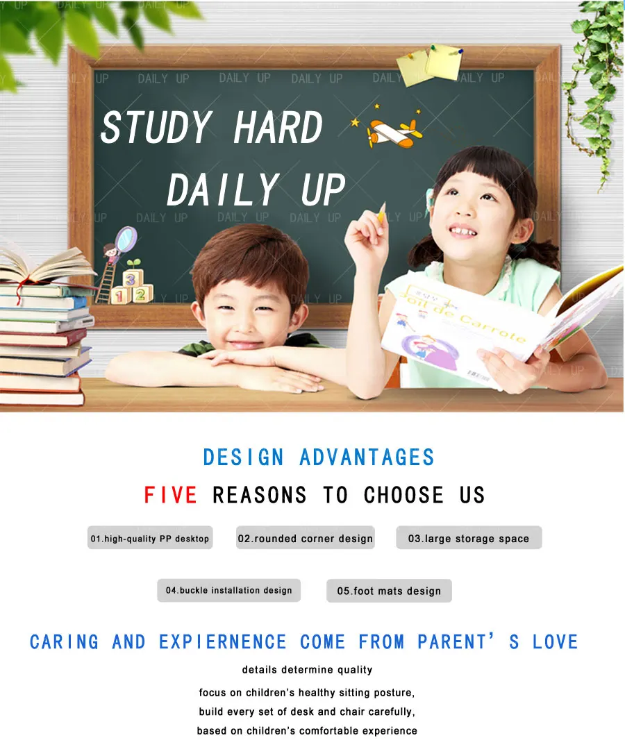 Adjustable School Desk And Chair Set Classroom Kids Reading Table And Chair For Student Primary School Reading Room