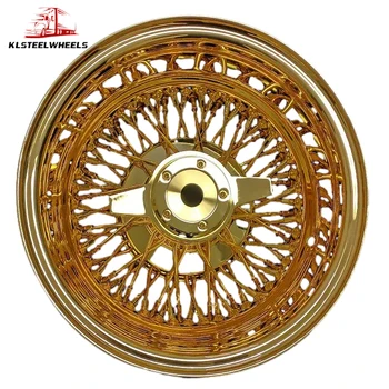 OEM Factory Wholesale 24K Centre Gold Stainless Steel Wire Wheel For Vintage car 13"-18" Chrome Car Wheel Rims