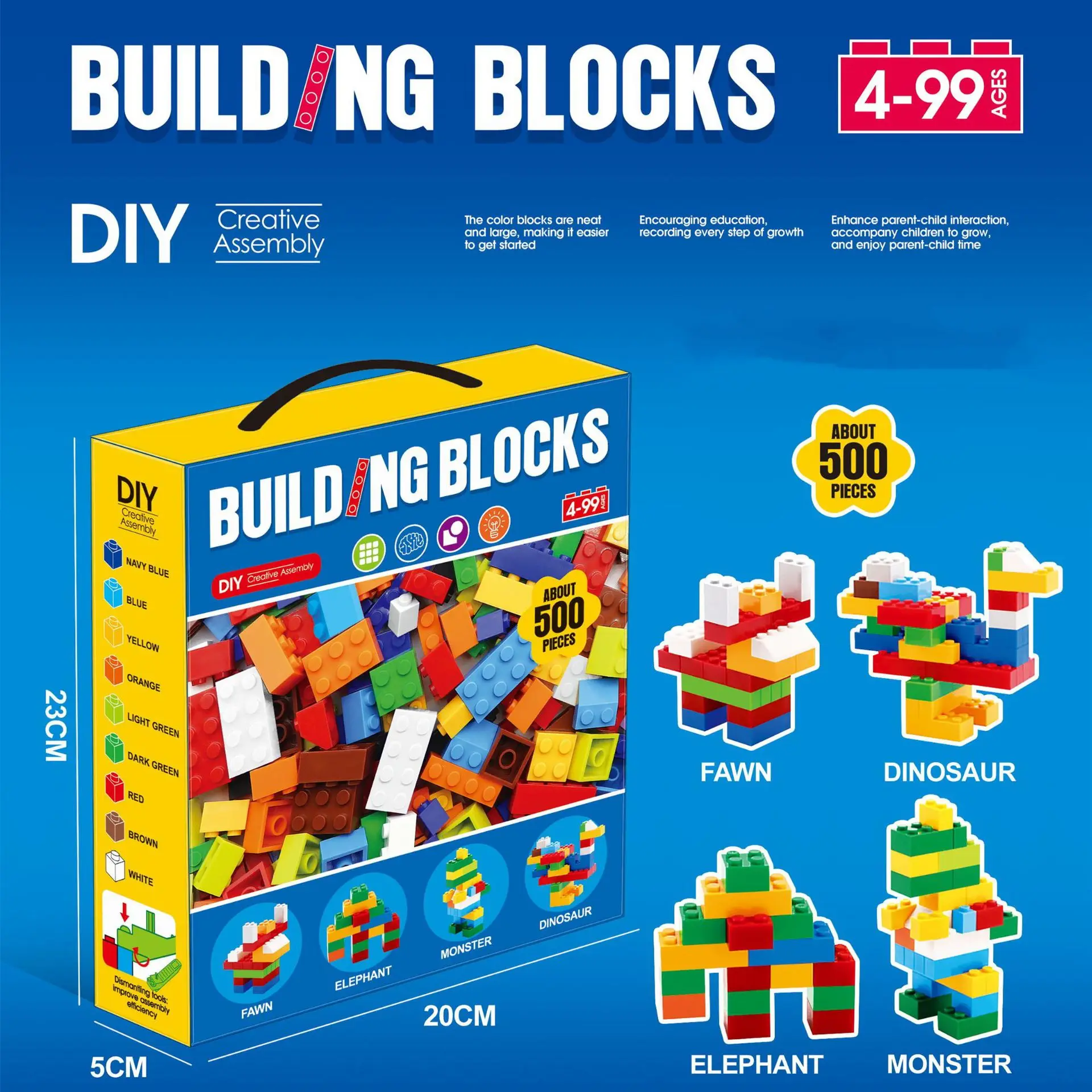 Wholesale 500/1000Pcs Blocks ABS Plastic Bricks Kids Kit DIY Education Compatible with small particles Building Block Sets Toys