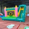 Castillo hinchable verde de 4x4m con tobogán