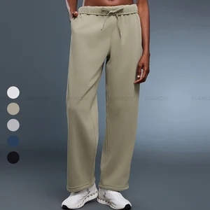 OEM Custom Ladies Sportswear Fitness Casual Solid Drawstring Straight Casual Pants Women Outdoor Loose Pants With Pockets