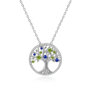 Sterling Silver Pendant Christmas Gifts Women Family Tree of Life Pendant Necklace Dainty Jewelry