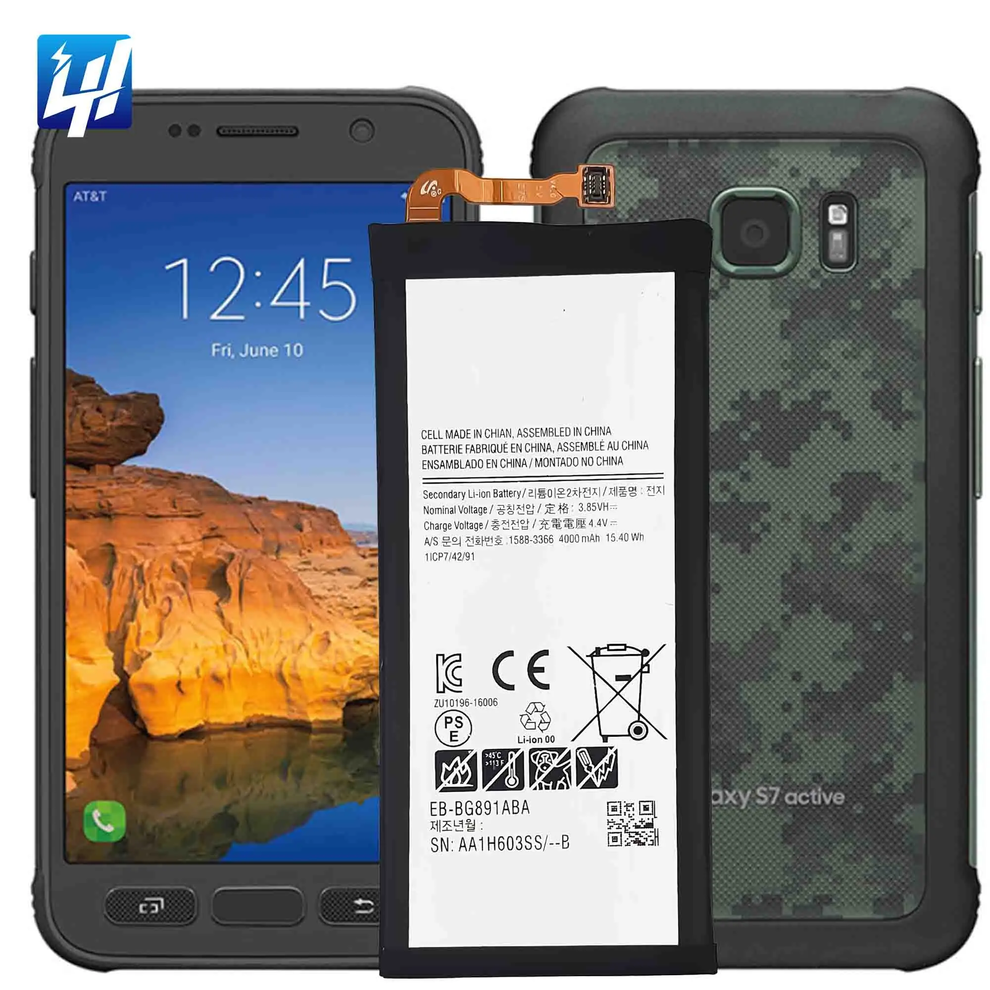 Samsung スマートフォン 4000mAh サムスンギャラクシーS7アクティブバッテリー用4000mAh EB-BG891ABA