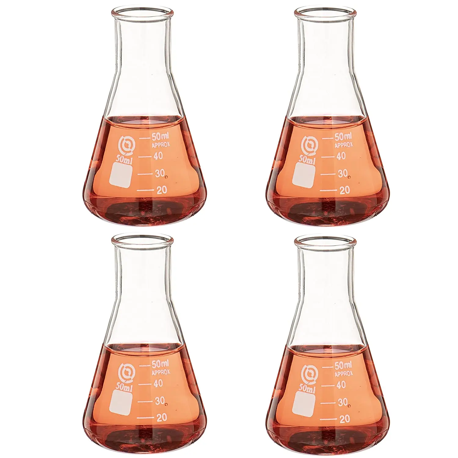 Прочная стеклянная колба Erlenmeyer с узким горлом, 3,3 боросиликат с печатной границей