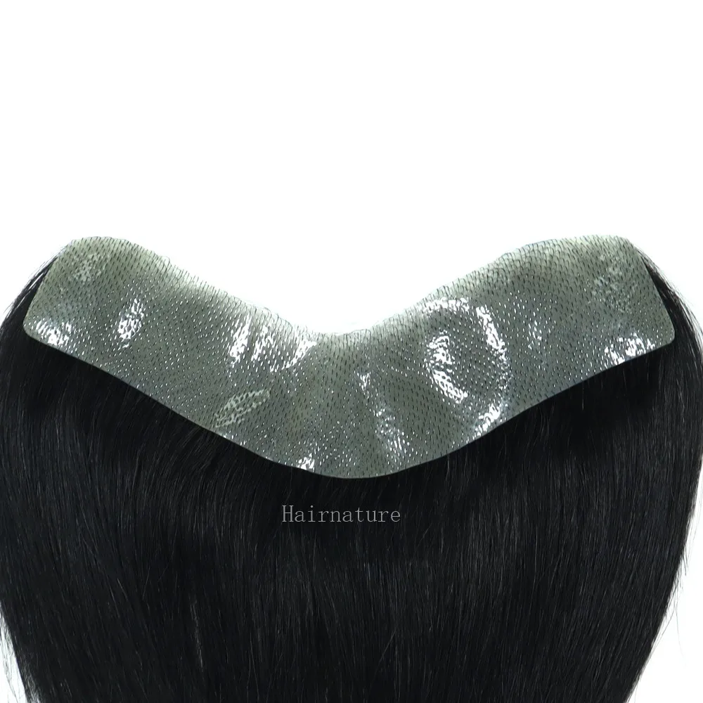 
 2.5cmx16cm, 4cm x18cm PU Thin Skin Forehead Men Toupee Human Hair Bangs Fringe for Men  