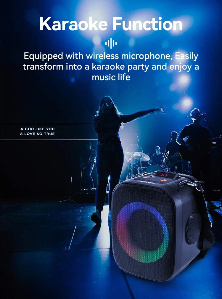 Karaoke Outdoor Speaker With Wireless Microphone Remotecontrol 2400mah