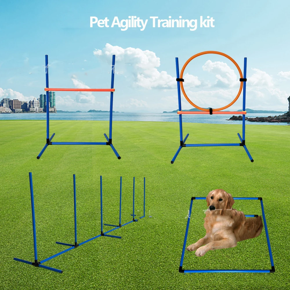 Kingtale Pet Agility Training Kit Dog Equipment Including Tunnel Weave