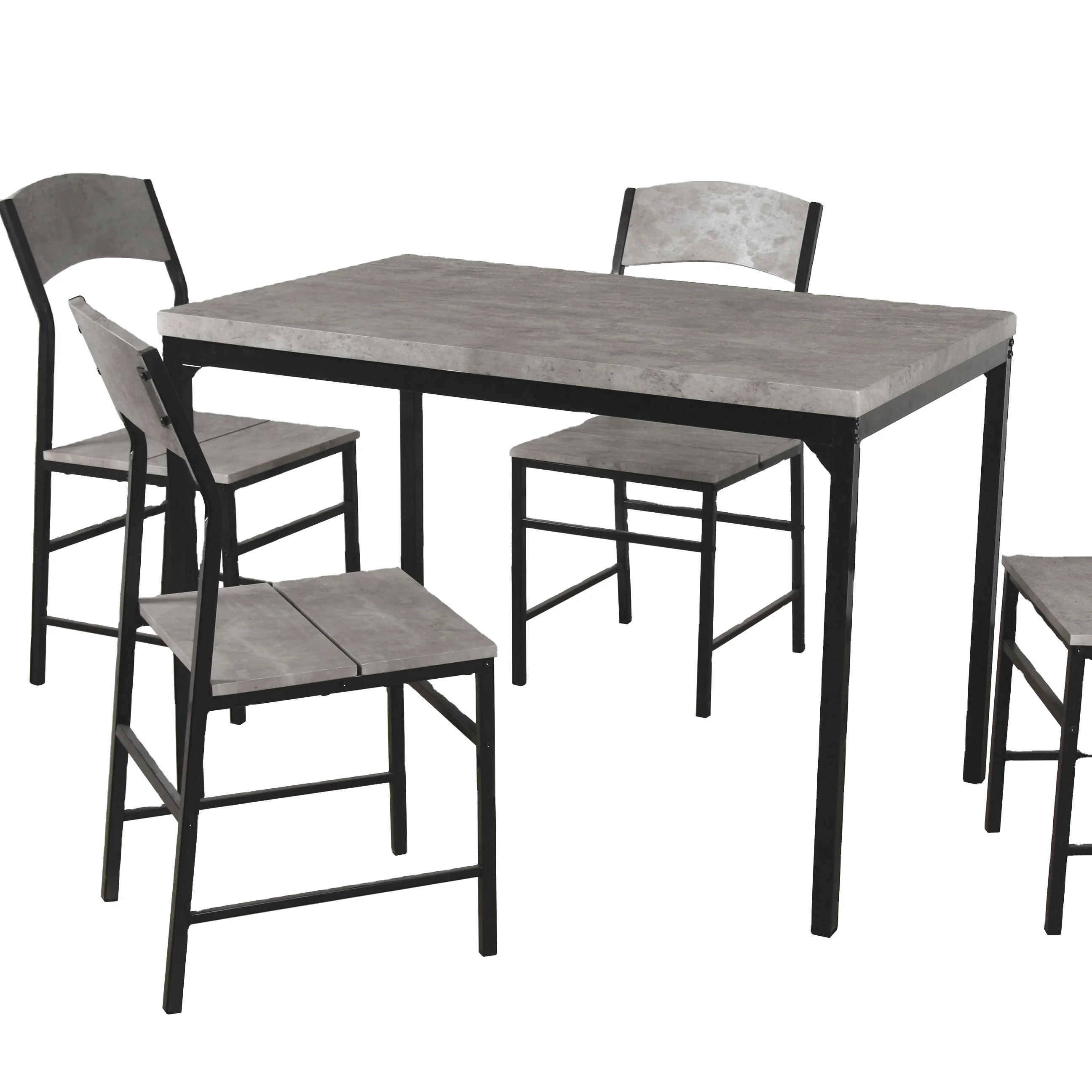 pvc cement dinning table set 4 metal chairs for dining room
