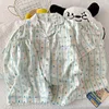 MintStripeBearPrintPajamaSet