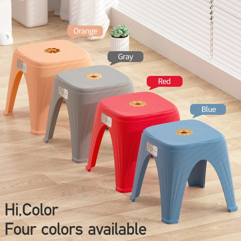 Xingsheng Affordable, Durable, Sturdy, Square, Stackable Colored Plastic Stools With Gold-plated Edges of Flowers