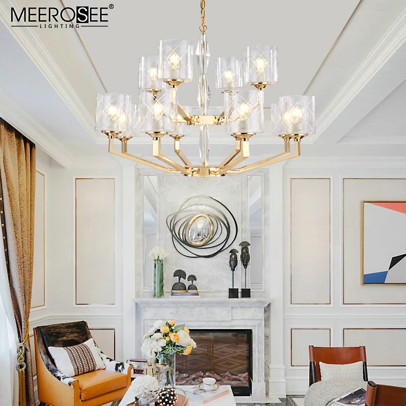 Meerosee 2021 Good price Pendant Lamp Iron Chandelier with Glass Shade Modern Chandelier MD86752