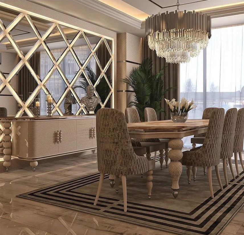 Italian Style Modern Dining Table Set Marble Table Top Stainless Steel Luxury Dining Room Furniture