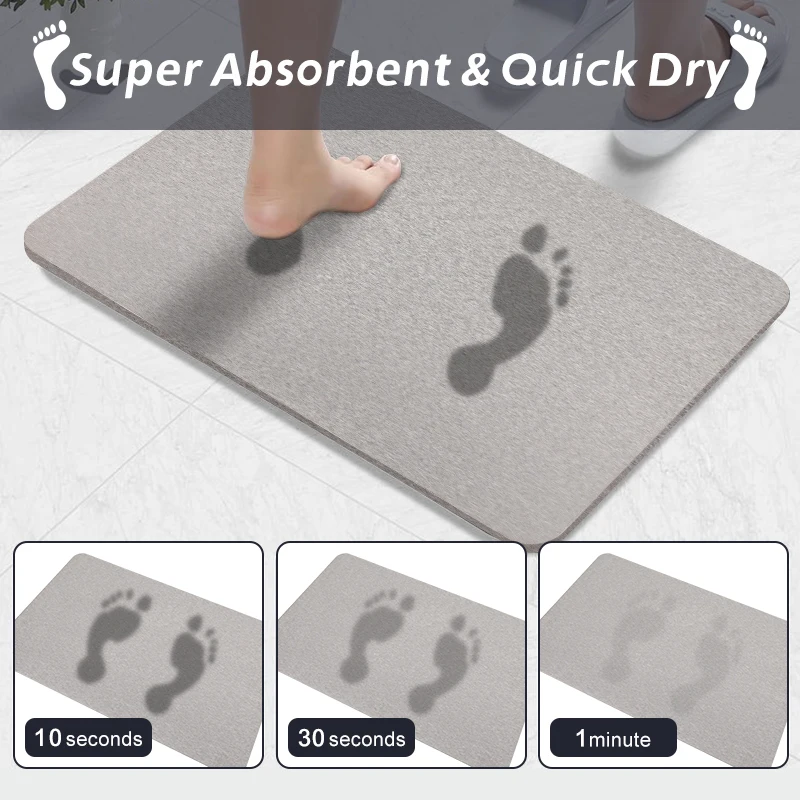 Diatomite Tappeto Tappetino Super Assorbente,Tappeto Bagno Diatomite,Microfibra Tappeto Assorbente,Tappeto Bagno Antiscivolo Tappetino Doccia Asciugatura Rapida, Per Tappetino Per Bagno In Pietra