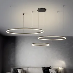 Modern Led Living Room Hotel Circle Line Pendant Lighting New Design Ring Round Chandelier
