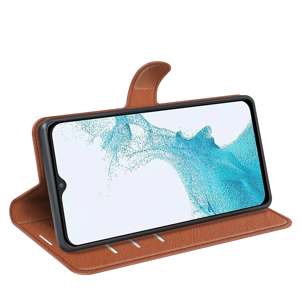 For Samsung Galaxy A23e A23 M23 F23 5G Smartphone Lichi Pu Leather Flip Back Cover Case