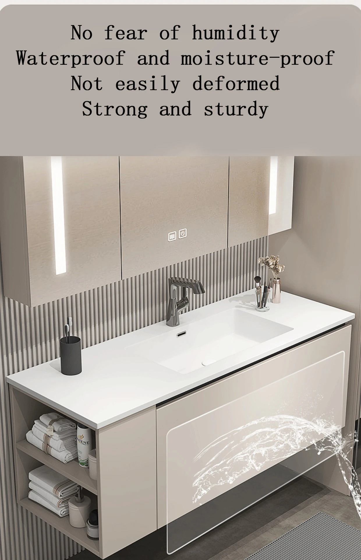 Modern Luxury Bathroom Vanity With Sink Grey Design Soild Wood