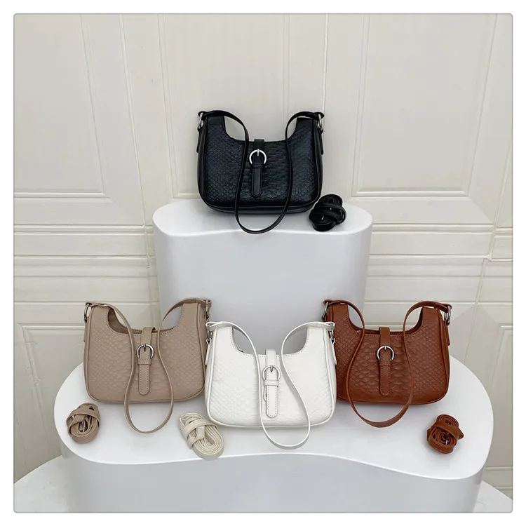 Cross-border Women’s 2026 New Light Luxury High-end Simple Small Square Retro Cool Crocodile Pattern PU Single Zipper Autumn