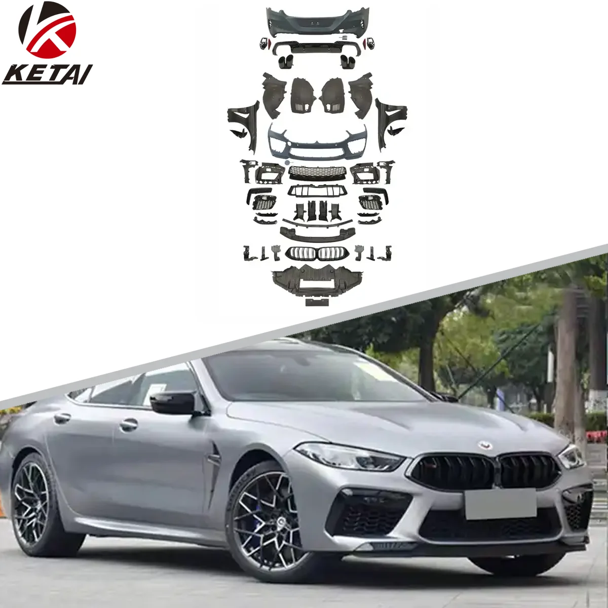 Car Front Bumper Lip Part Bodykit for BMW 8 Series G16