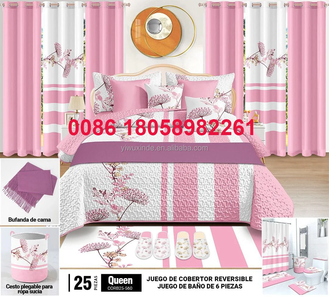 Bed Spread With Matching Curtains 24 Pieces Quilt Bedding Set King