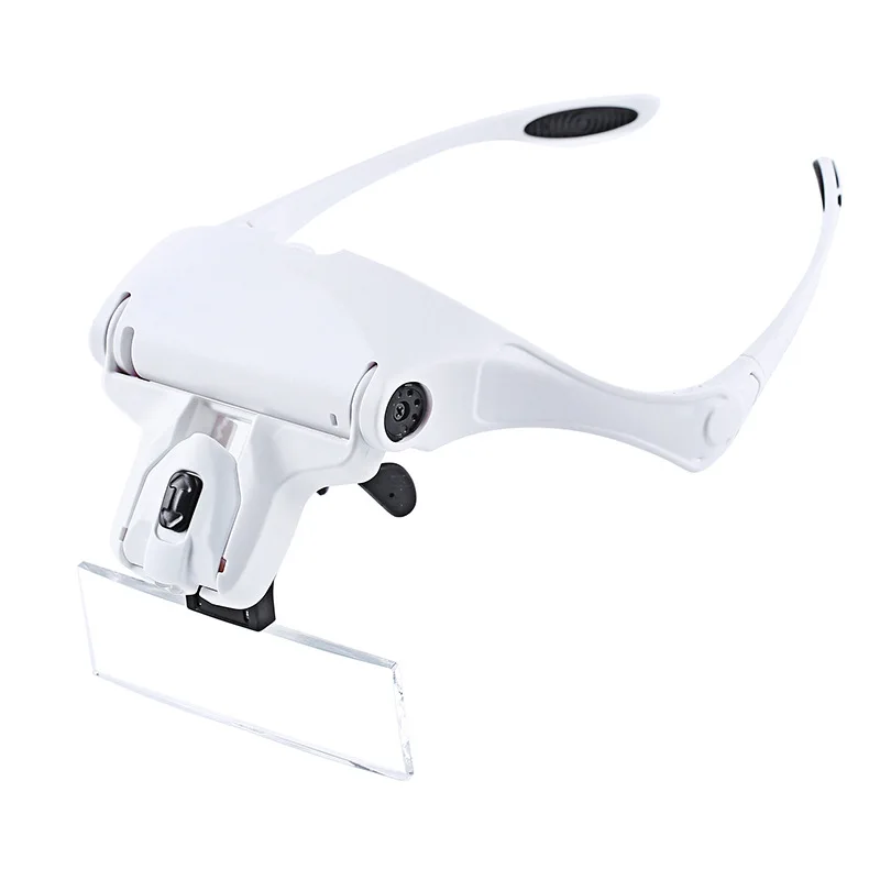 5 Interchangeable Len for Reading Jeweler Illumination Welding Repair Work Headband Glasses Magnifier Glass with LED Light