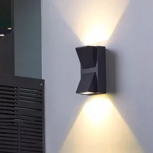 Modern LED Black Wall Lamp Light Waterproof Square Aluminum Base with Polycarbonate Diffuser for Garden Use