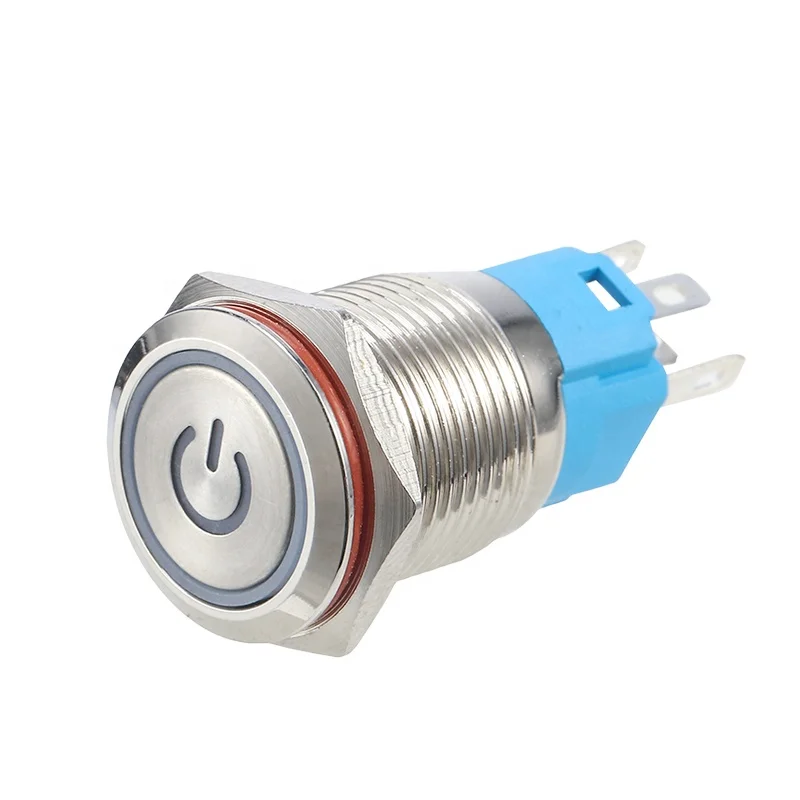 Chinakel 16mm Push Button Micro Switch Metal Push Button Switch with Power LED Smart