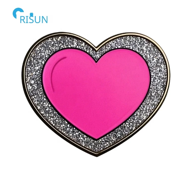Broche en argent rhodié massif motif épingle à nourrice avec pampille coeur