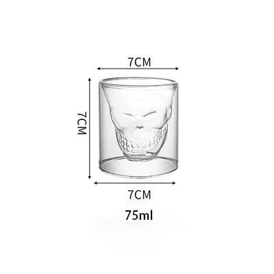 New Design 25ml 75ml 150ml Double Layer Transparent Skull Head Whiskey clear Glass Glass bar Party Drink Cup Luxury Wine Mug