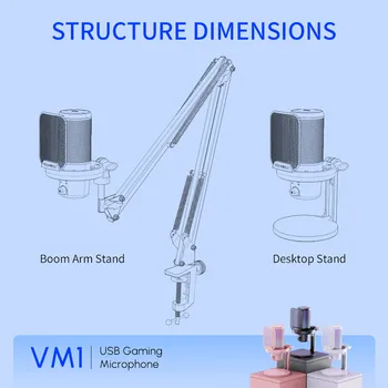 FEELWORLD VM1 LOGO & Box Design Customization Budget USB Live Streaming Mic for Gamers, Condenser Broadcast Quality detail image