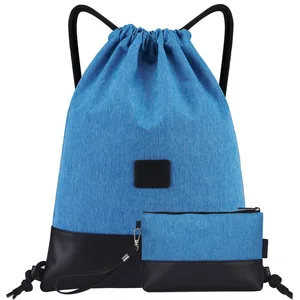 Large Sports Gym Women Polyester Gymsack Bag Men Drawstring Backpack Custom