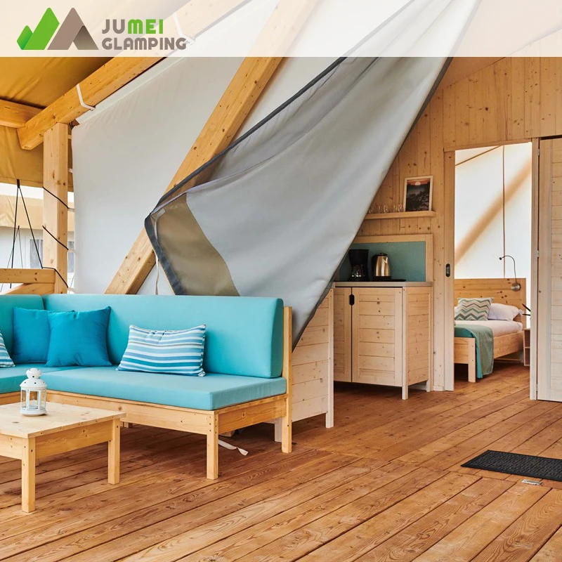 Four Window Strong Wood Structure Luxury Glamping Safari Tent for Sale