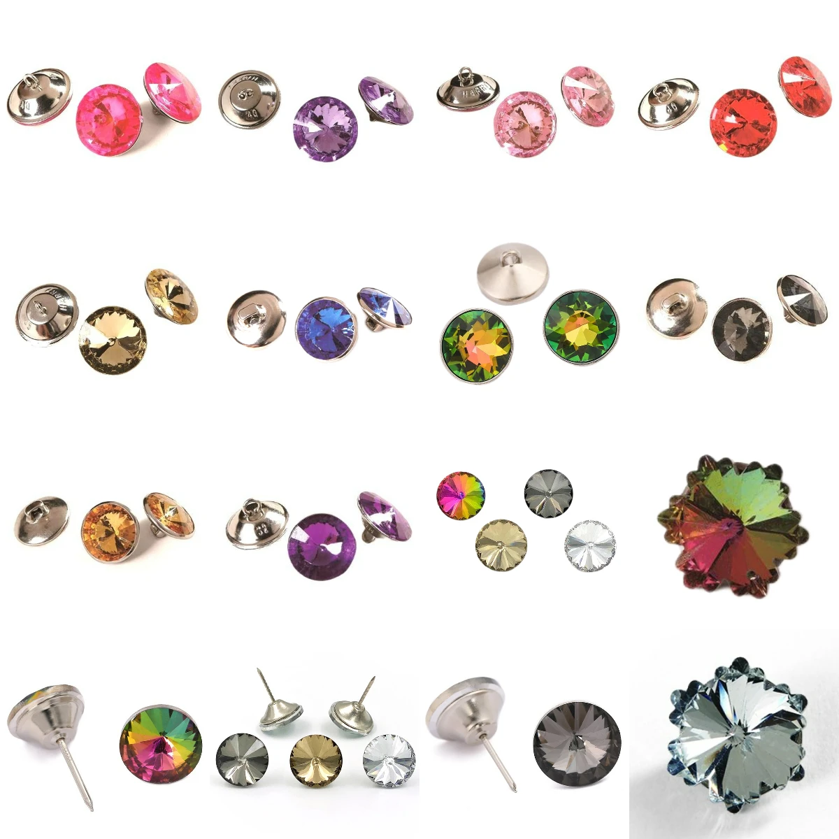 25mm Rhinestone Crystal Buttons Clear TuftingButtons Upholstery Buttons with Metal Loop Buttons for Sewing Sofa Bed Headboard