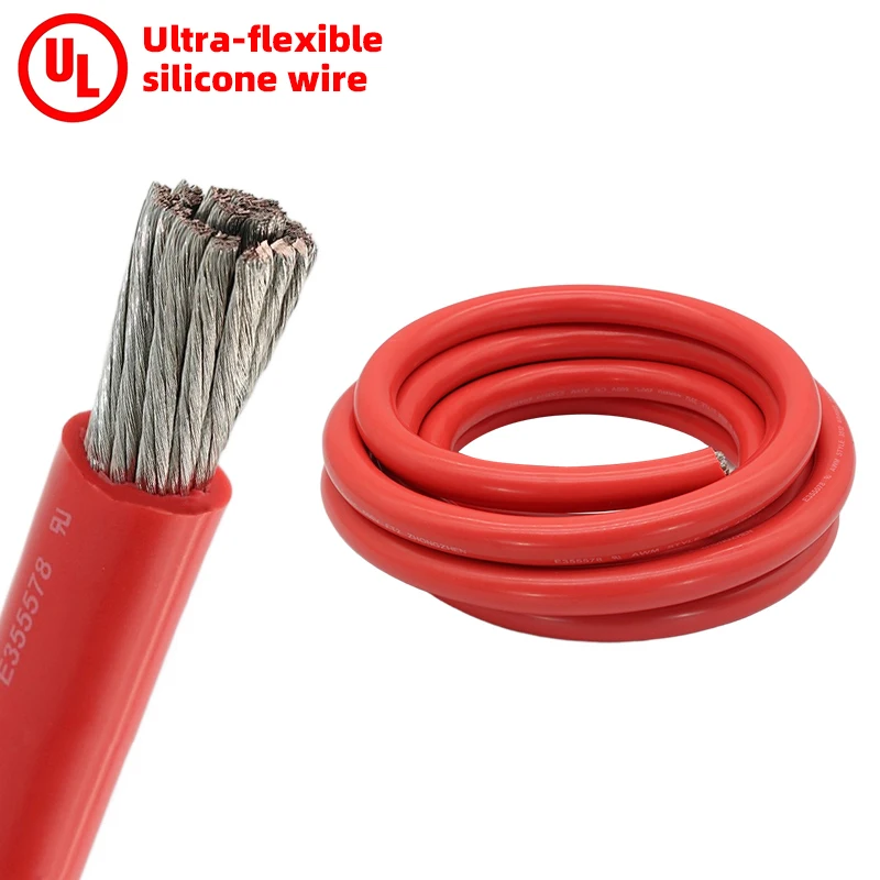 Custom China Manufacturers 20.5mm Wire Cable UL 4/0 3/0 2/0 1 2 Awg Tinned Copper 19mm Ultra-soft Silicone Rubber Wires Cables