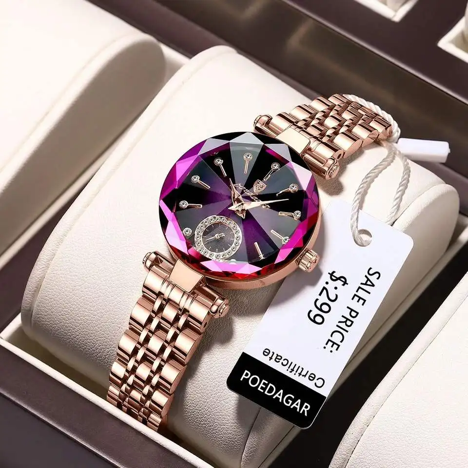 POEDAGAR 719 Watch for Women Luxury Jewelry Design Stainless Steel Rose  Gold Quartz Watches Waterproof Fashion Ladies Watches
