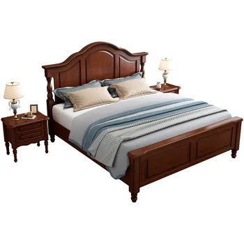 High Quality American European Style Double Bed 1.8m Master Bedroom White Prince Princess Solid Wood Bed Furniture