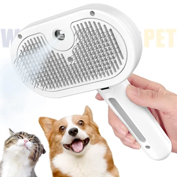 Pet Spray Grooming Brush Self Cleaning Dog Hair Removal Brush Steamy Cat Brush for Shedding Steam Spray Pet Hair Cleaning Comb