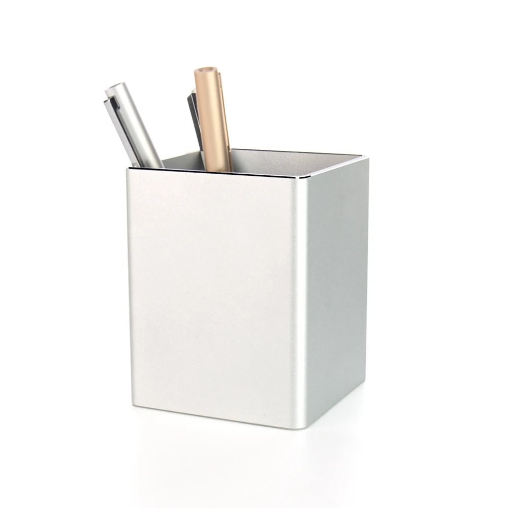 oem square metal desk aluminum pen storage box pencil pen holder