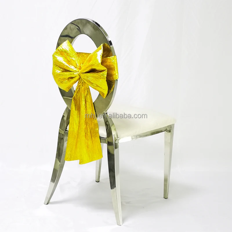 Новый стиль, роскошный стул из нержавеющей стали с круглой спинкой для банкета, мероприятия, свадьбы