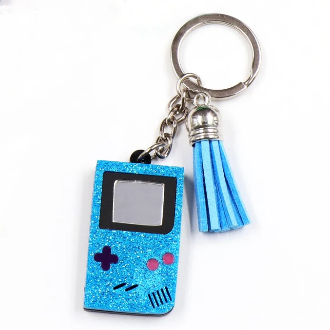 Customized KHS182KH1064 Factory wholesale Game boy Keychain With Tassel Acrylic Lasercut Handmade Customized Keychain