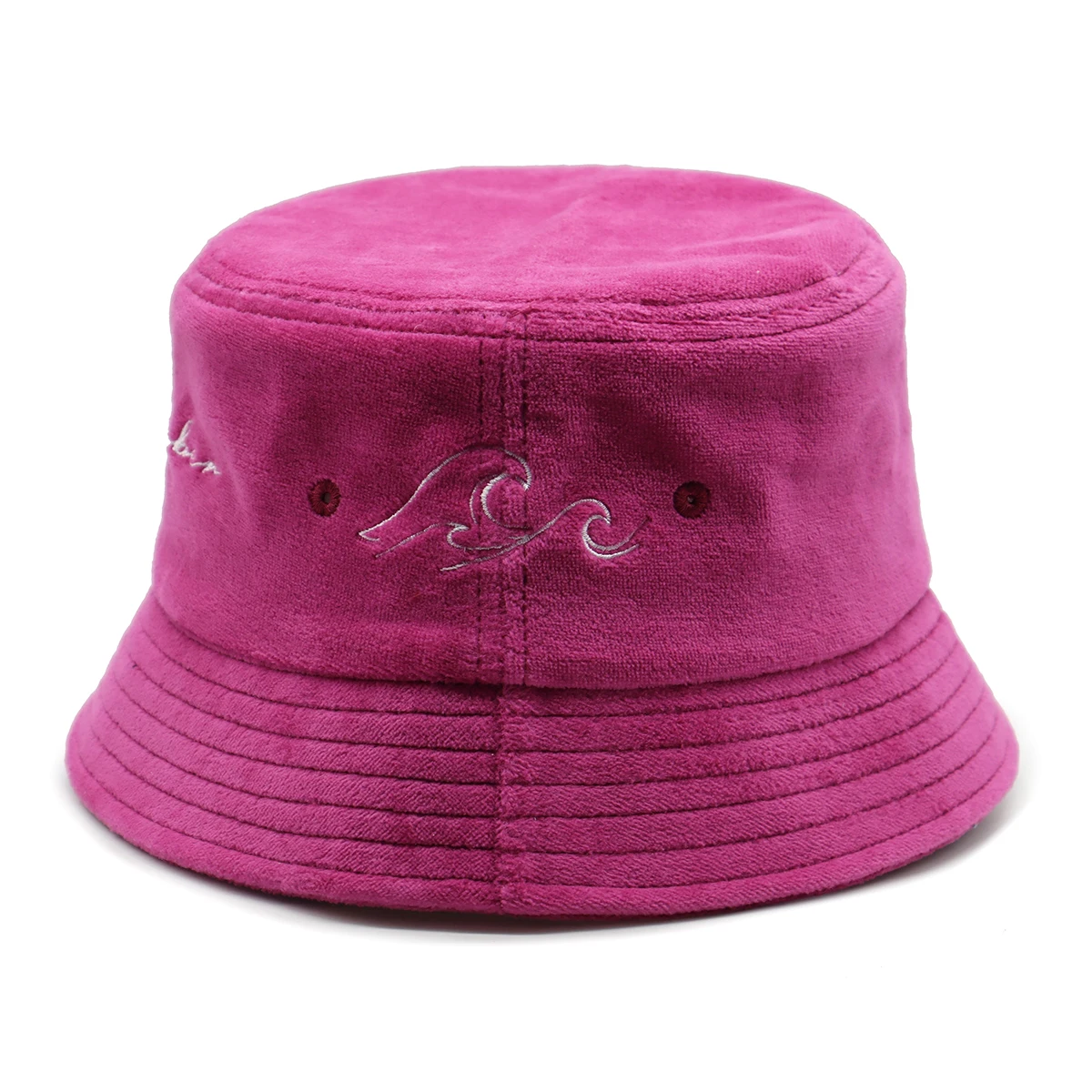 New Design Custom logo Winter Wear Velvet Black Purple Color Bucket Hat  Winter Autumn Hats