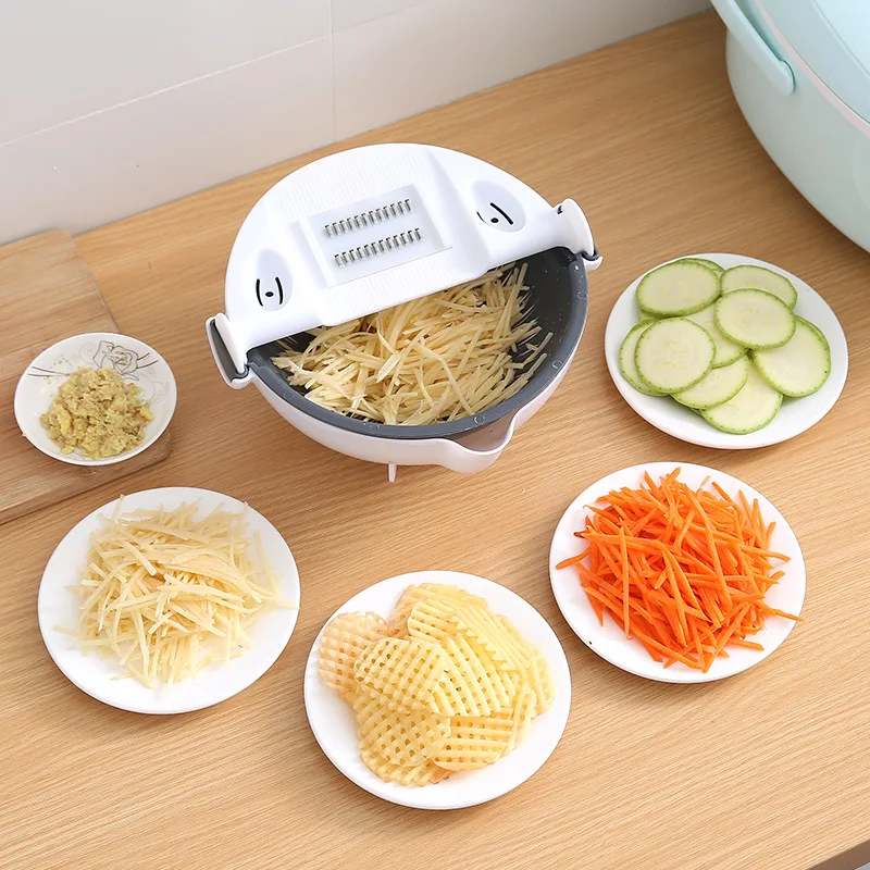 Multifunctional Vegetable Slicer Cutter Chopper Fruit Strainer Basket  Spiralizer Grater Food Mandoline Shredder Kitchen Tools