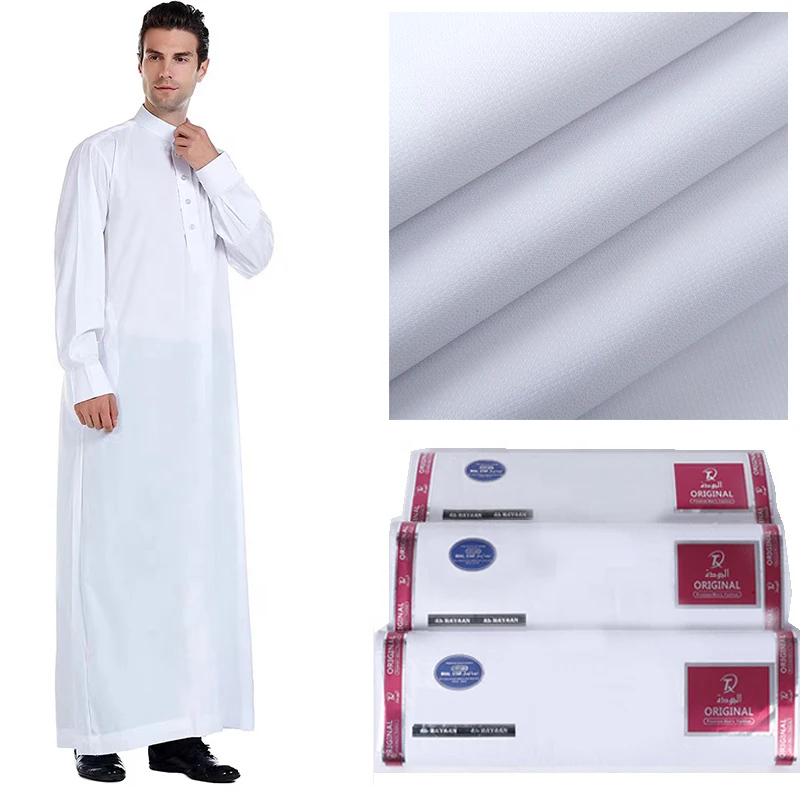 100% Spun poliéster Thobe Mens Plain Jacquired tela para hombres