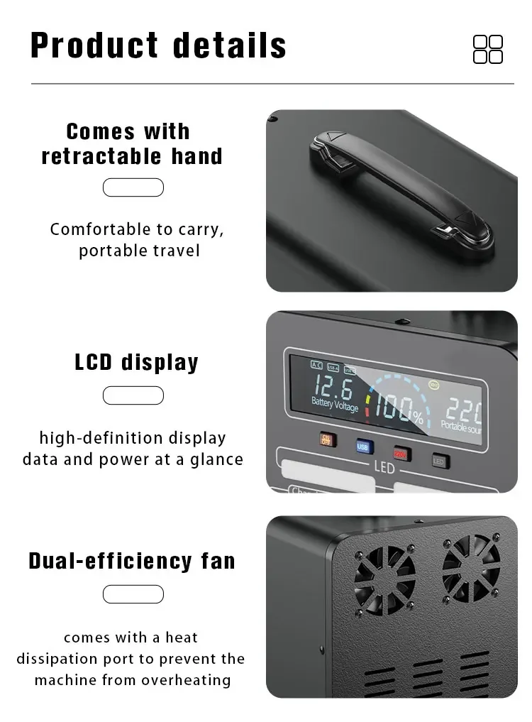 1000W Portable Power Station For Camping Household Solar Energy Storage Power Supply