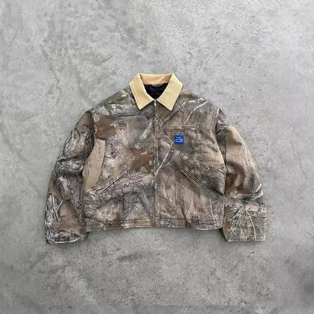 Cross-Border Direct Sales New American Personality Street Camouflage Print Bomber Jacket Men Women Streetwear Fashion Trend